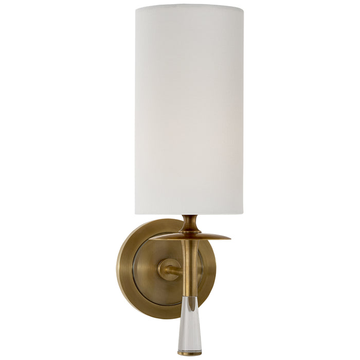 drunmore One Light Wall Sconce in Hand-Rubbed Antique Brass with Crystal