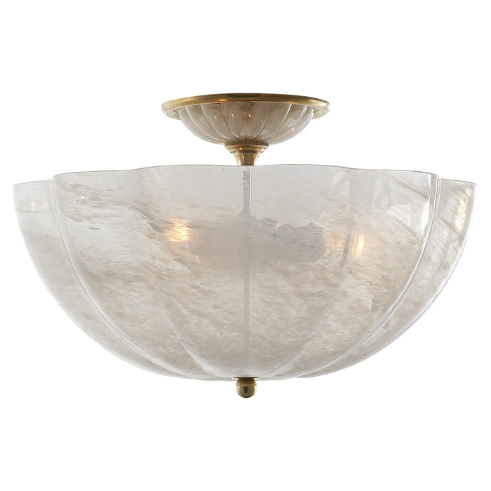 Rosehill Three Light Semi Flush Mount in Hand-Rubbed Antique Brass