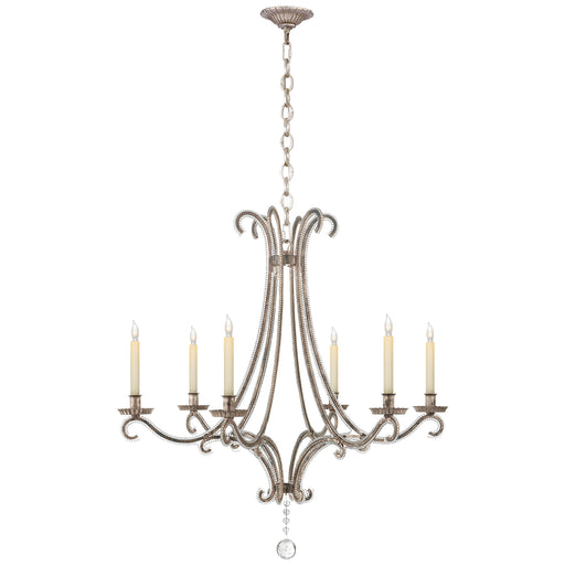 Oslo Six Light Chandelier in Burnished Silver Leaf