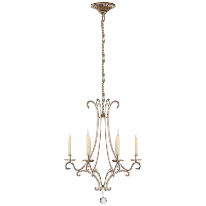 Oslo Six Light Chandelier in Burnished Silver Leaf