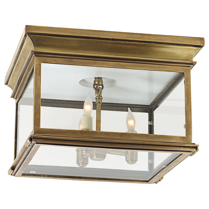 Club Flush Mounts Three Light Flush Mount in Antique-Burnished Brass