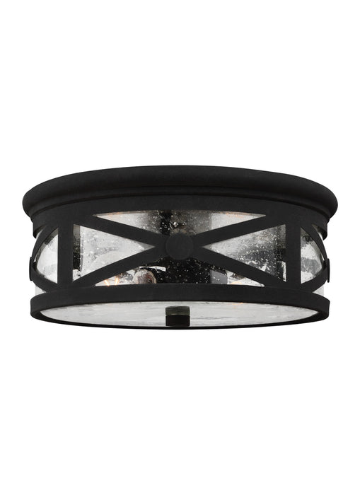 Outdoor Ceiling Two Light Outdoor Flush Mount in Black