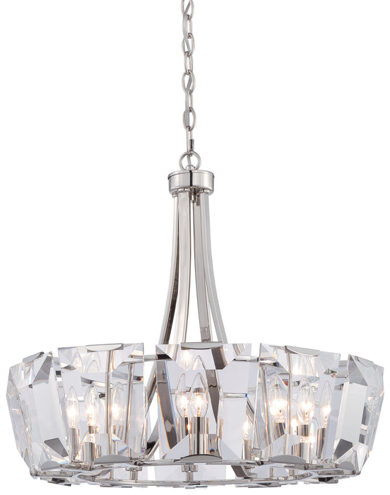 N6982-613- Castle Aurora 12-Light Chandelier in Polished Nickel with Clear Crystal by Metropolitan