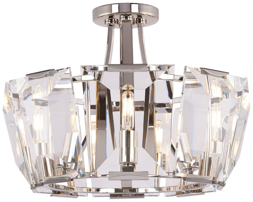 N6987-613- Castle Aurora 8-Light Semi-Flush Mount in Polished Nickel with Clear Crystal by Metropolitan