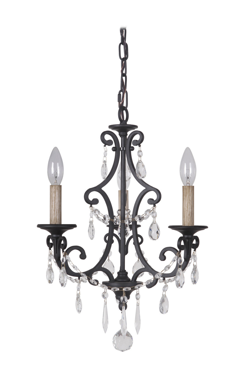 38923-MBK- Bentley 3-Light Chandelier in Matte Black by Craftmade