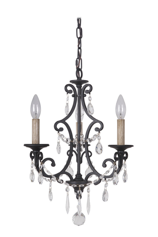 38923-MBK- Bentley 3-Light Chandelier in Matte Black by Craftmade