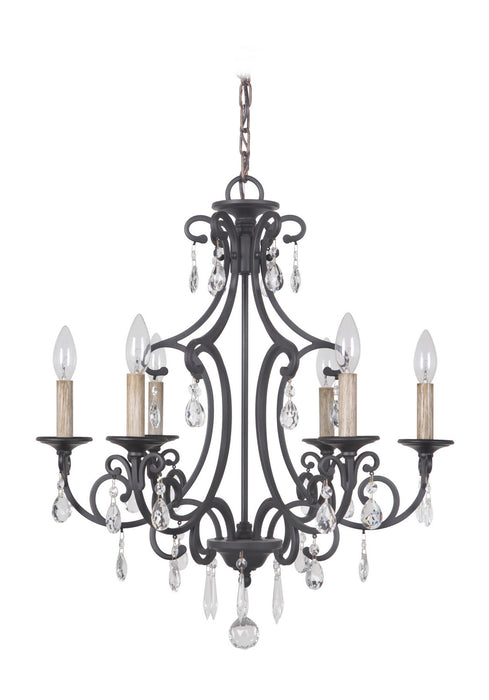 38926-MBK- Bentley 6-Light Chandelier in Matte Black by Craftmade