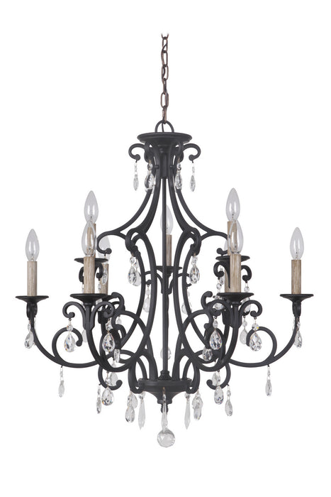 38929-MBK- Bentley 9-Light Chandelier in Matte Black by Craftmade