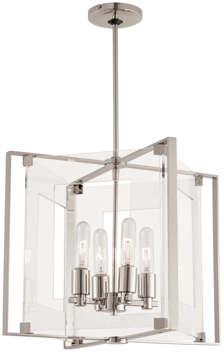 P1404-613- Crystal Clear 4-Light Pendant in Polished Nickel with Clear Acrylic by George Kovacs