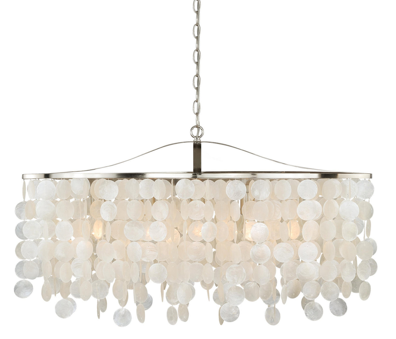 P0140- Elsa Capiz Shell 36" Pendant in Satin Nickel by Vaxcel