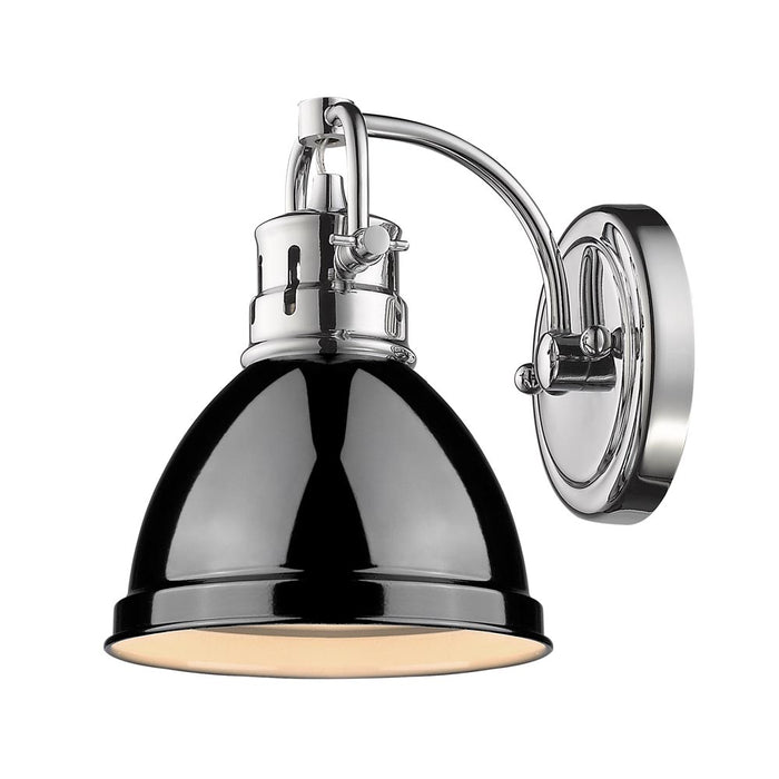 3602-BA1 CH-BK- Duncan 1-Light Bath Vanity in Chrome with Black Shade by Golden Lighting