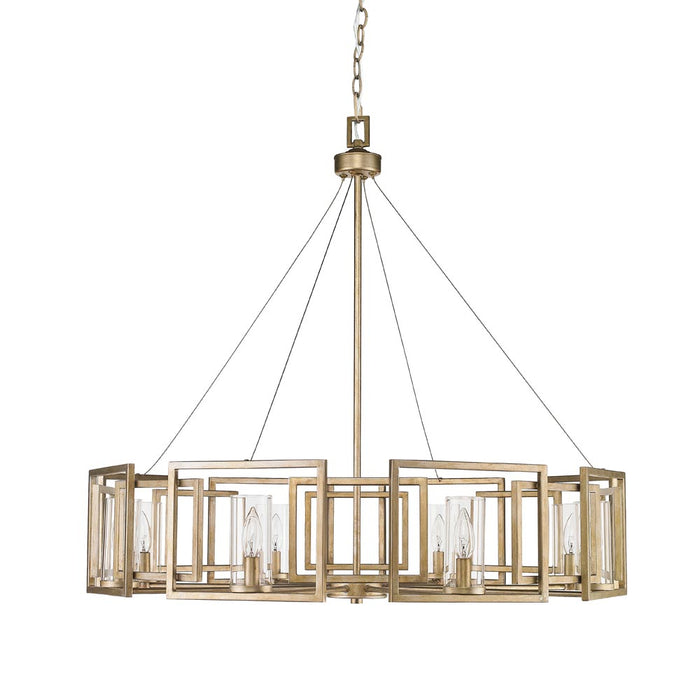 6068-8 WG- Marco 8-Light Chandelier in White Gold with Clear Glass by Golden Lighting