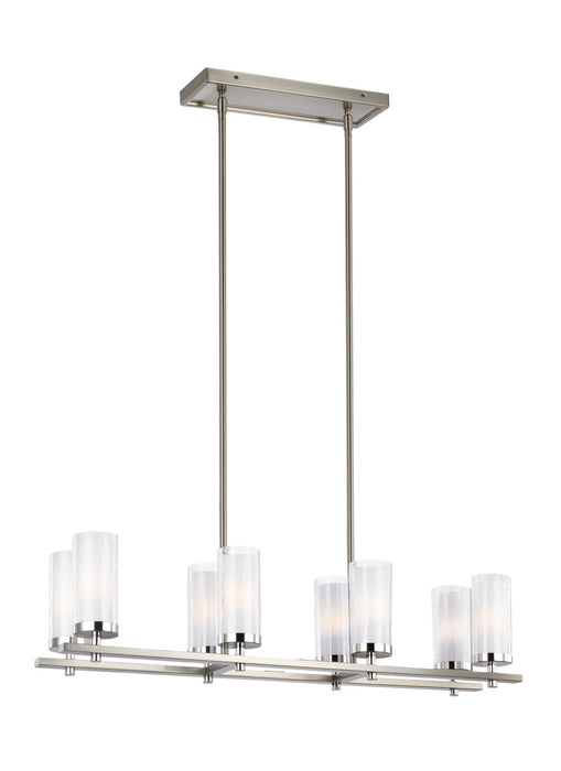 Jonah Eight Light Island Chandelier in Satin Nickel / Chrome