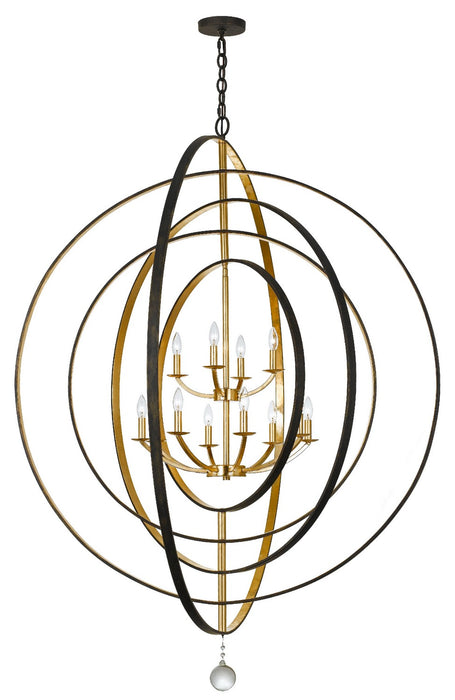 590-EB-GA- Luna 12-Light Chandelier in English Bronze & Antique Gold by Crystorama