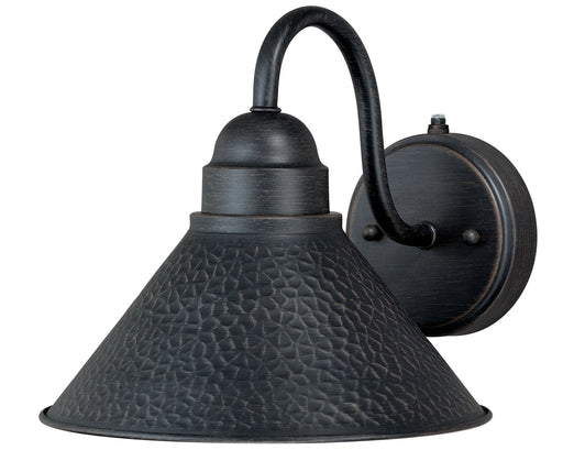 T0197- Outland 10" Outdoor Wall Light in Outer Aged Iron with Inner Light Gold by Vaxcel