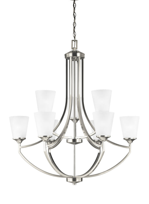 Hanford Nine Light Chandelier in Brushed Nickel