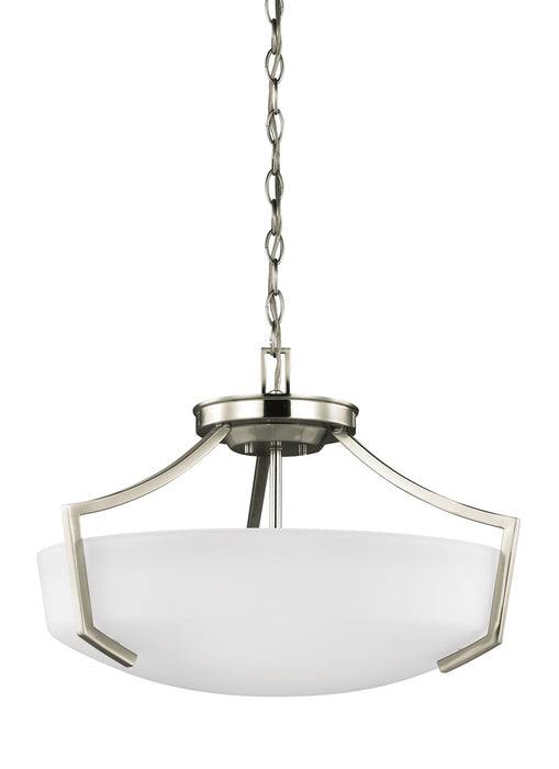 Hanford Three Light Semi-Flush Convertible Pendant in Brushed Nickel