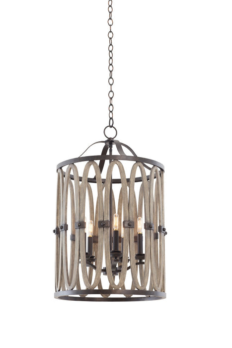 500252FG- Farmhouse Belmont 5-Light Foyer in Florence Gold by Kalco