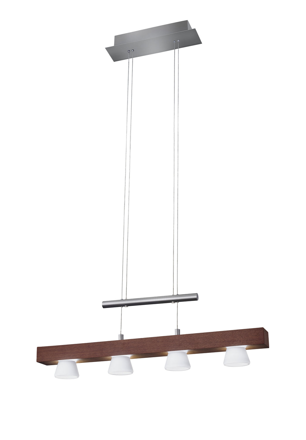 Burlington LED Light Pendant in Walnut Wood w/Brushed Steel Hardware