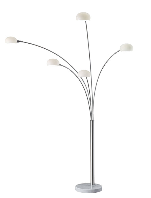 Luna Five Light Arc Lamp in White Marble