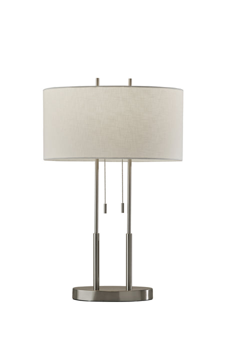 Duet Two Light Table Lamp in Brushed Steel