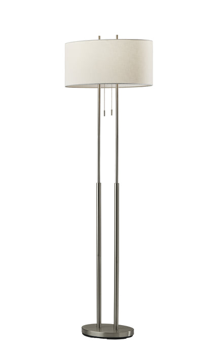 Duet Two Light Floor Lamp in Brushed Steel