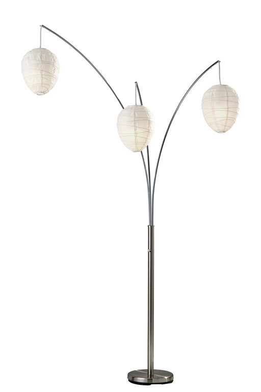 Belle Three Light Arc Lamp in Brushed Steel