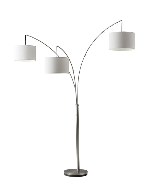 Trinity Three Light Arc Lamp in Brushed Steel