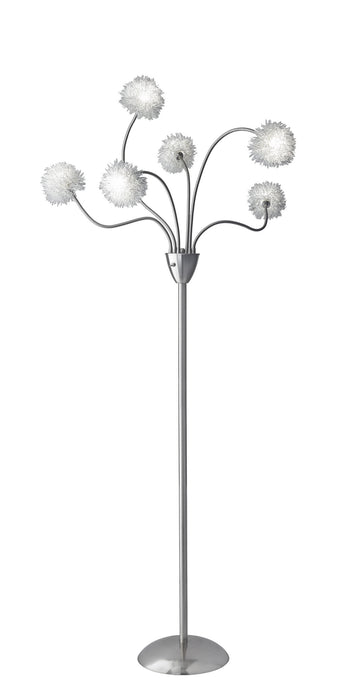 Pom Pom LED Floor Lamp in Brushed Steel