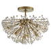 Dickinson Nine Light Semi Flush Mount in Soft Brass