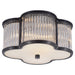 Basil Two Light Flush Mount in Gun Metal and Clear Glass Rods with Frosted Glass