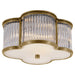 Basil Two Light Flush Mount in Natural Brass with Clear Glass