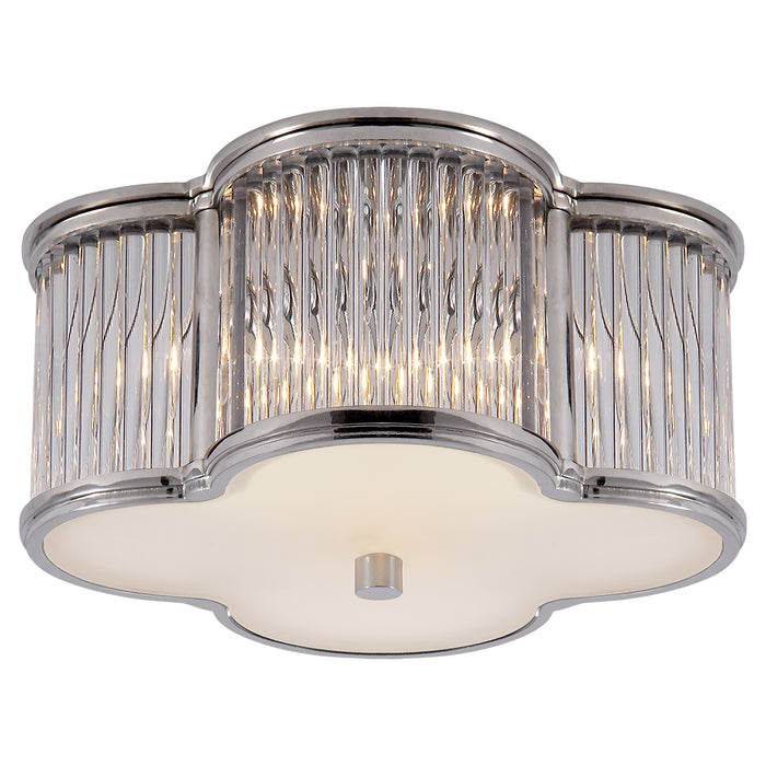 Basil Two Light Flush Mount in Polished Nickel with Clear Glass