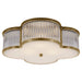 Basil Three Light Flush Mount in Natural Brass with Clear Glass