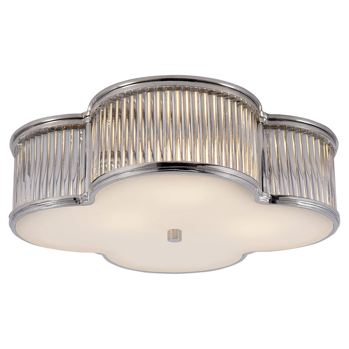 Basil Three Light Flush Mount in Polished Nickel with Clear Glass