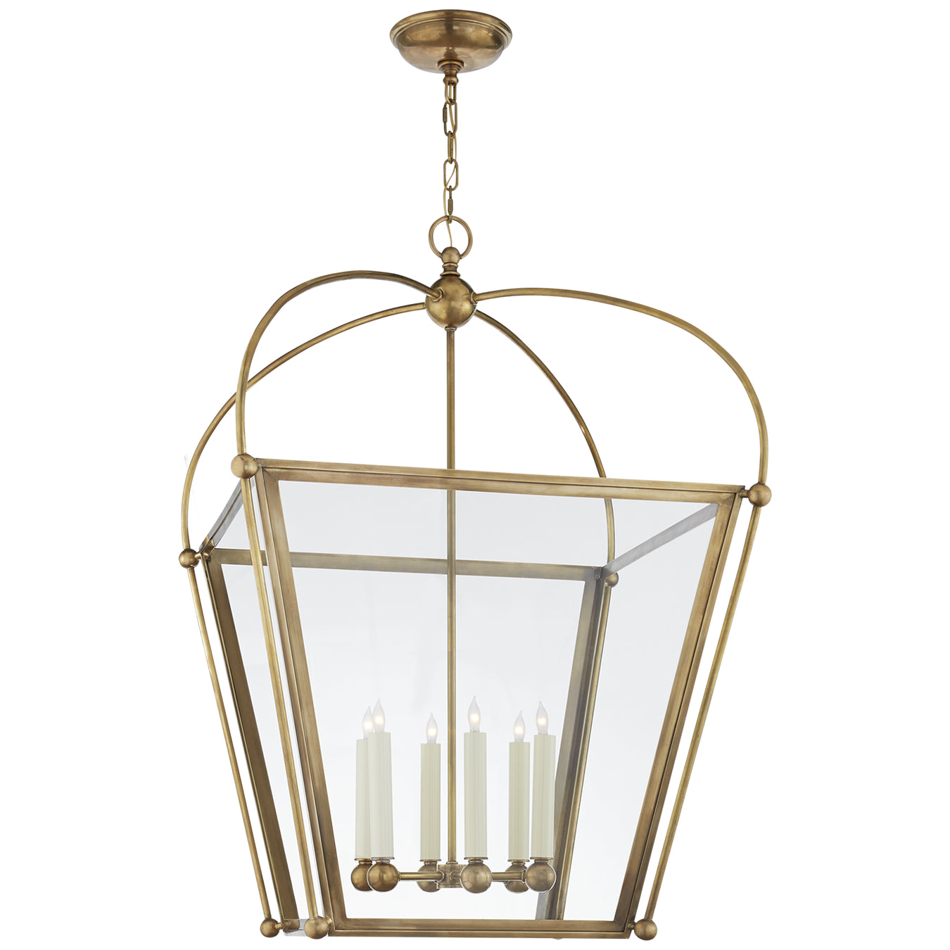 Riverside Six Light Lantern in Antique-Burnished Brass