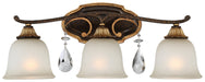 N1463-652- Chateau Nobles 3-Light Bath Sconce in Raven Bronze with Sunburst Gold with Driftwood Glass by Metropolitan