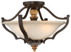 N6450-652- Chateau Nobles 3-Light Semi-Flush in Raven Bronze with Sunburst Gold with Driftwood Glass by Metropolitan