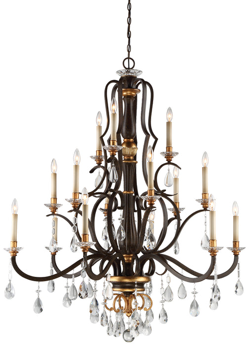 N6458-652- Chateau Nobles 15-Light Chandelier in Raven Bronze with Sunburst Gold H by Metropolitan