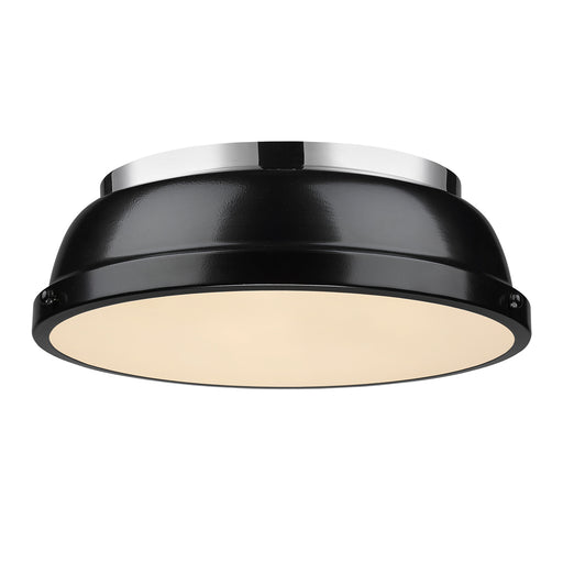 3602-14 CH-BK - Duncan Flush Mount in Chrome with Black Shade by Golden Lighting