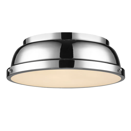 3602-14 CH-CH- Duncan Flush Mount in Chrome with Chrome Shade by Golden Lighting