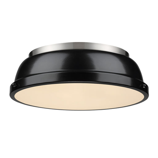 3602-14 PW-BK - Duncan Flush Mount in Pewter with Black Shade by Golden Lighting