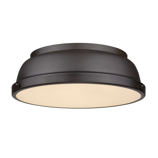 3602-14 RBZ-RBZ- Duncan Flush Mount in Rubbed Bronze with Rubbed Bronze Shade by Golden Lighting