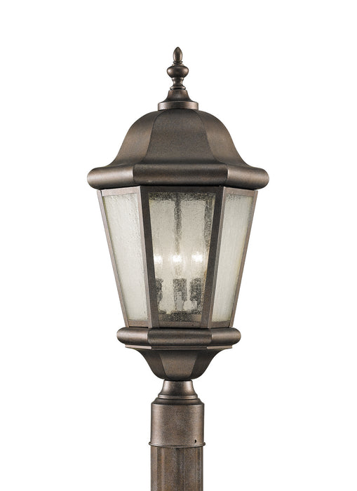 Martinsville Three Light Outdoor Post Lantern in Corinthian Bronze