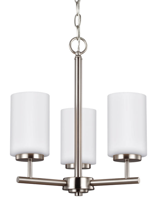 Oslo Three Light Chandelier in Brushed Nickel