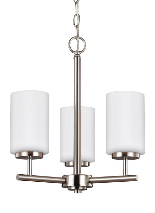 Oslo Three Light Chandelier in Brushed Nickel