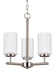 Oslo Three Light Chandelier in Brushed Nickel