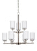 Oslo Nine Light Chandelier in Brushed Nickel