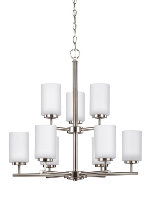 Oslo Nine Light Chandelier in Brushed Nickel