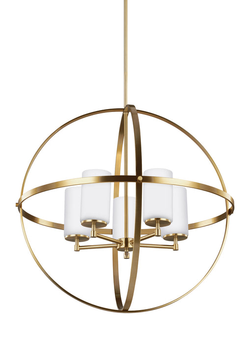 Alturas Five Light Chandelier in Satin Brass